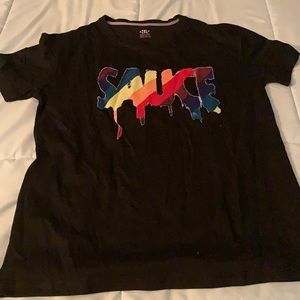 This colorful tshirt is nice but not stretchy